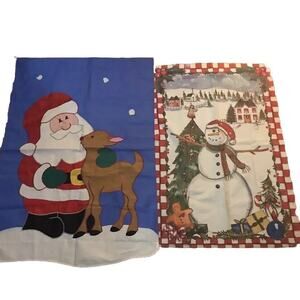Christmas Flag Bundle Santa Rudolph And Snowman Tree Santa Is 38” Snowman Is 36”